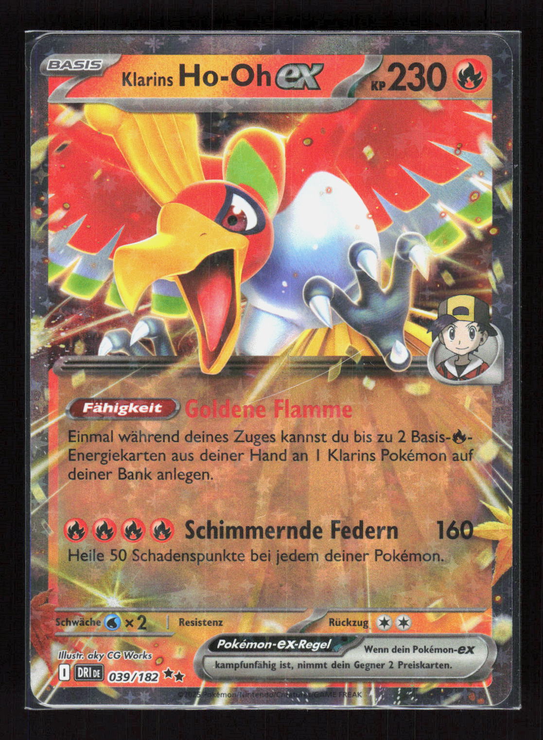 Pokémon Klarins Ho-Oh ex 039/182 – Ewige Rivalen (DE) Double Rare Holo – Vorderseite