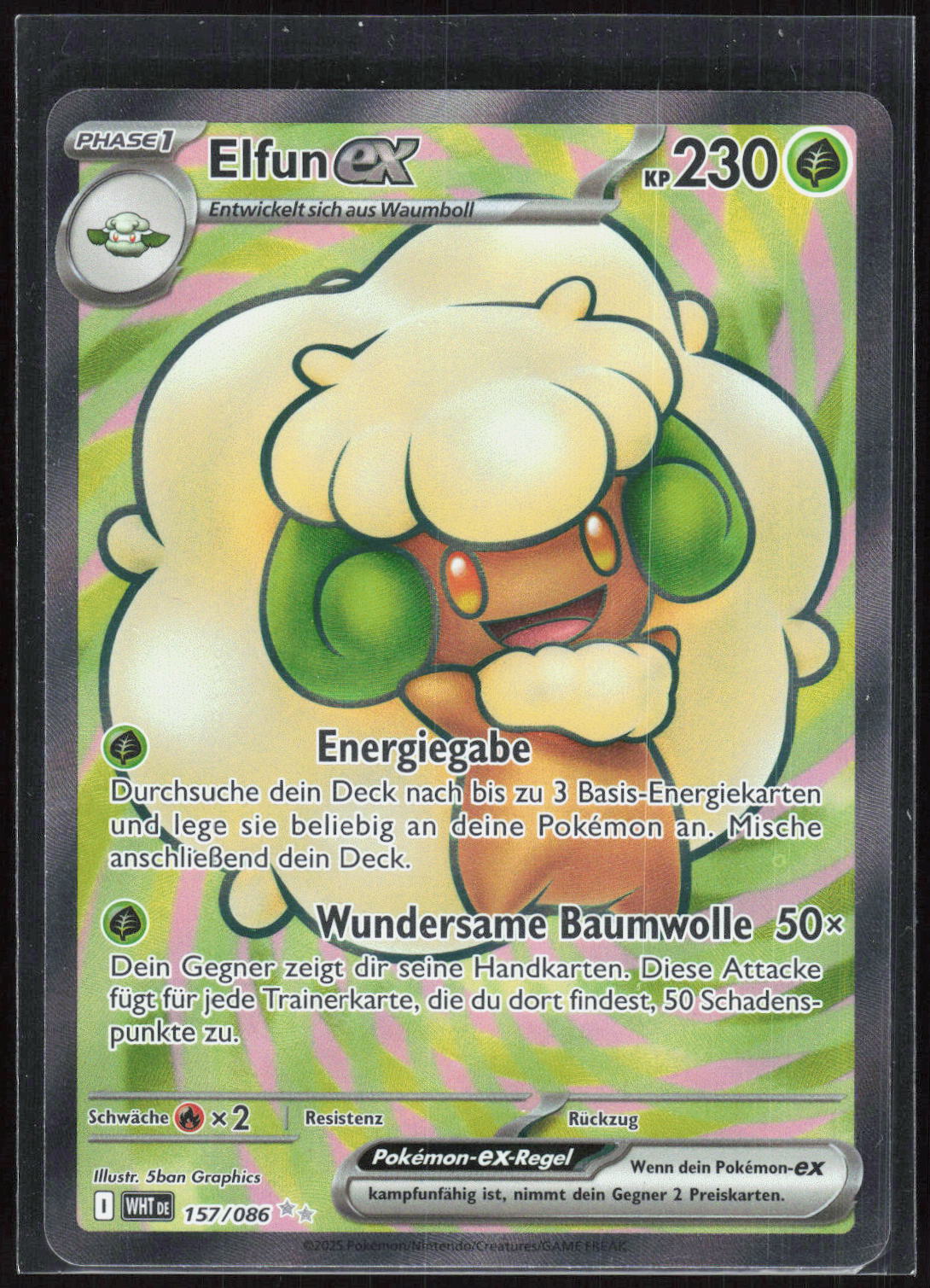 Pokemon TCG Elfun-ex Weiße Flammen 157 NM Ultra Selten FULL Art