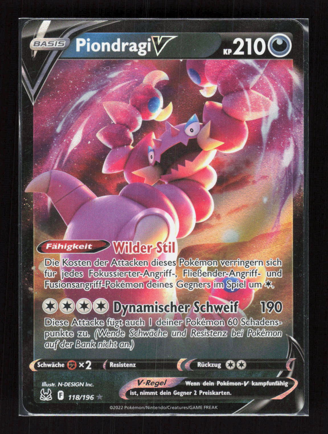 Pokémon Piondragi V 118/196 – Verlorener Ursprung (DE) Ultra Rare Holo – Vorderseite
