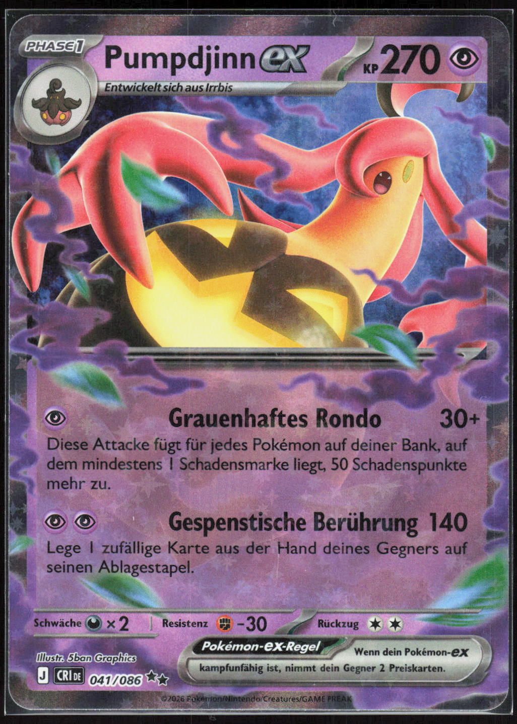 Pokemon TCG Pumpdjinn-ex Wachsendes Chaos 041 NM Doppelselten