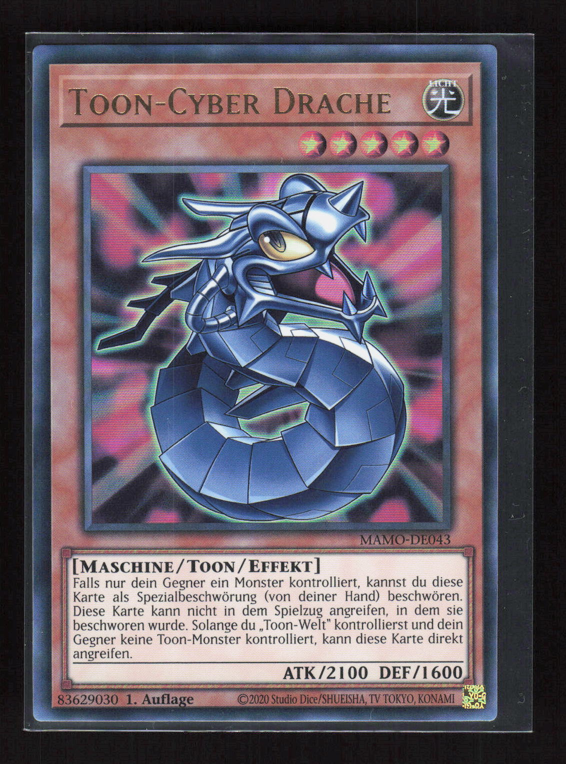 Yu-Gi-Oh! Toon-Cyber Drache MAMO-DE043 – Magnificent Monsters Ultra Rare (UR) – Vorderseite