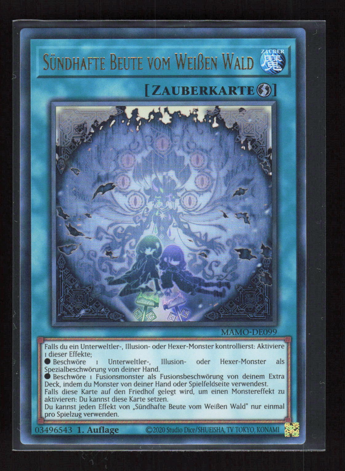 Yu-Gi-Oh! Sündhafte Beute vom Weißen Wald MAMO-DE099 – Magnificent Monsters – Vorderseite