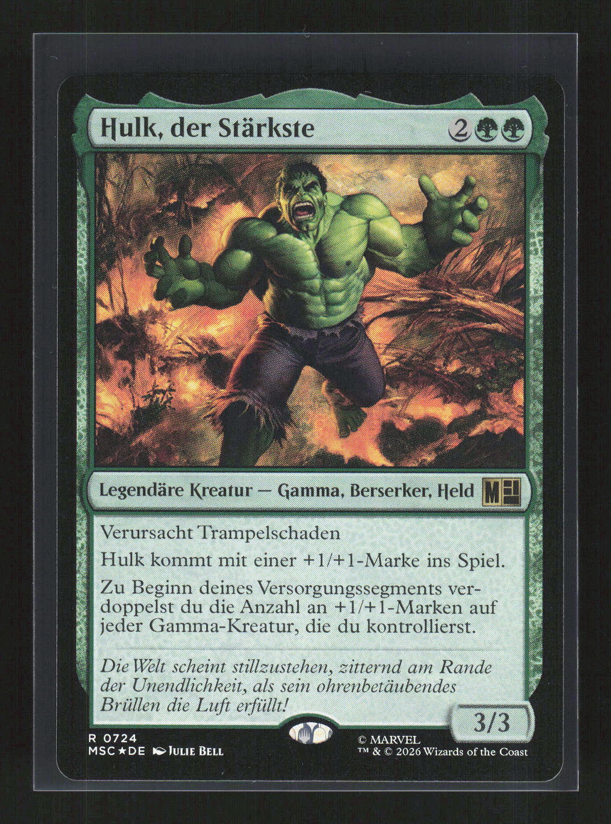 Magic: The Gathering Hulk, der Stärkste 724 Marvel Super Heroes Commander Foil – Vorderseite