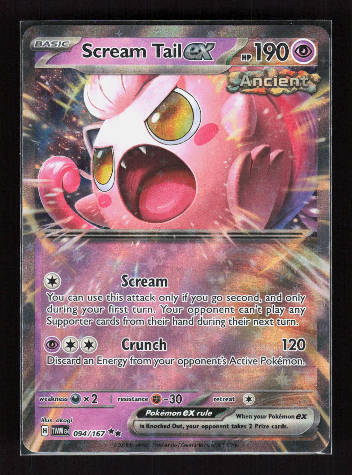 Pokémon Scream Tail ex 094/167 – Twilight Masquerade (EN) Double Rare Holo – Vorderseite
