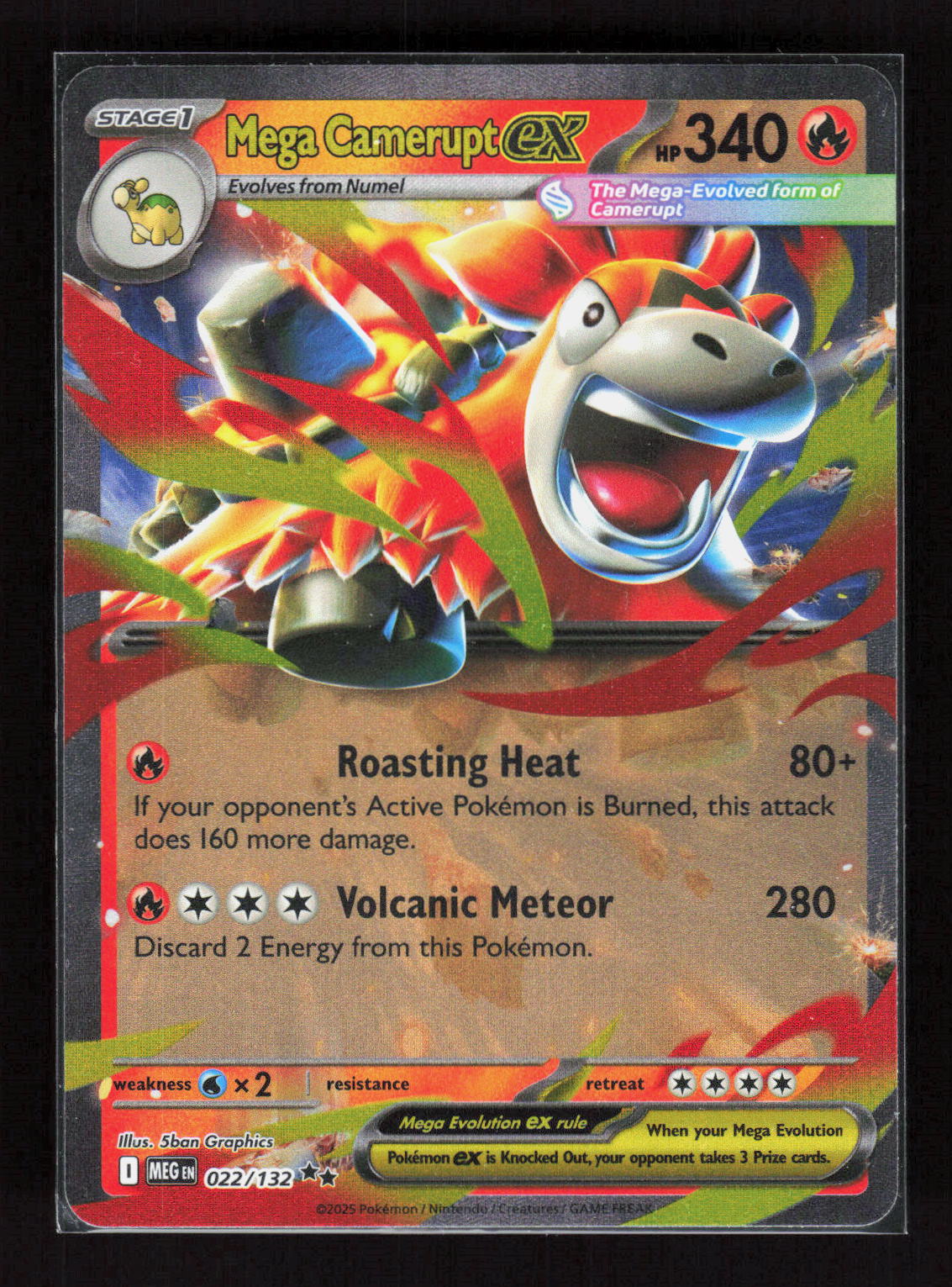 Pokémon Mega Camerupt ex 022/132 – Mega Evolution (EN) Double Rare Holo – Vorderseite