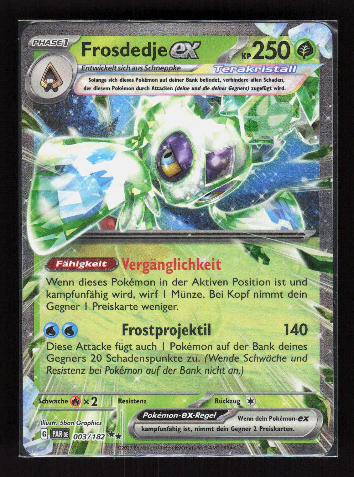 Pokémon Frosdedje ex 003/182 – Paradoxrift (DE) Double Rare Holo – Vorderseite