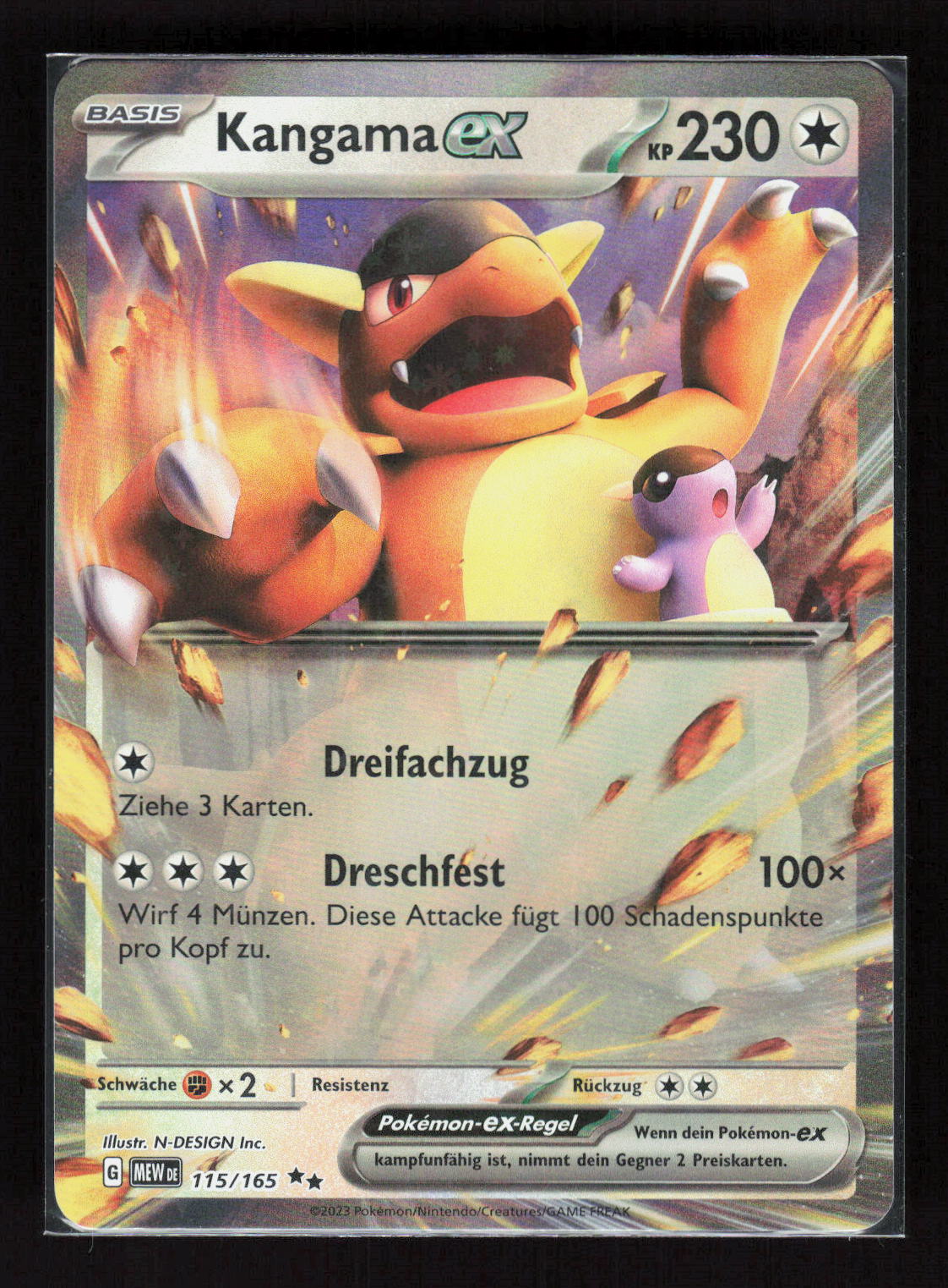 Pokémon Kangama ex 115/165 – 151 (DE) Double Rare Holo – Vorderseite