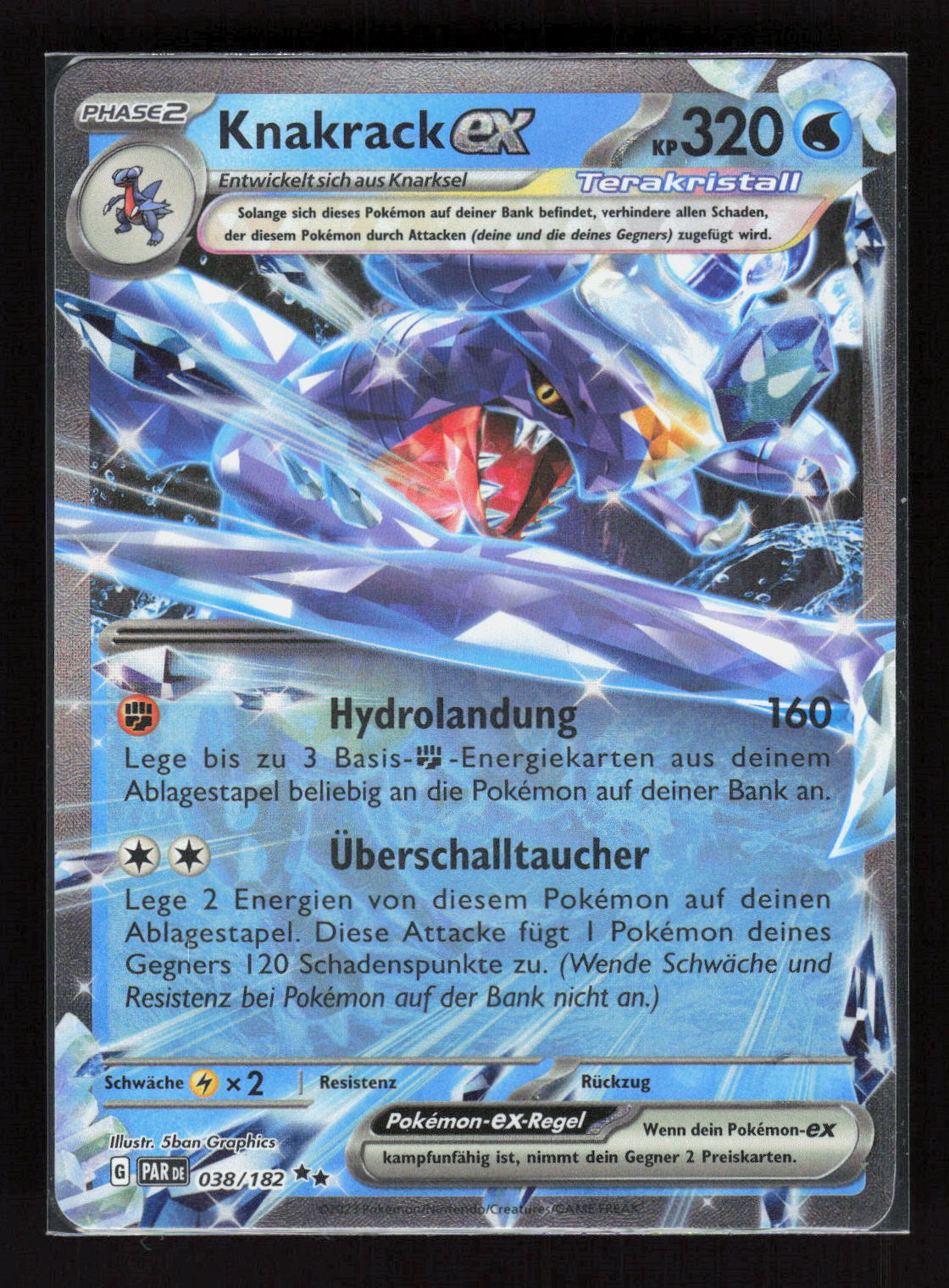 Pokémon Knakrack ex 038/182 – Paradoxrift (DE) Double Rare Holo – Vorderseite