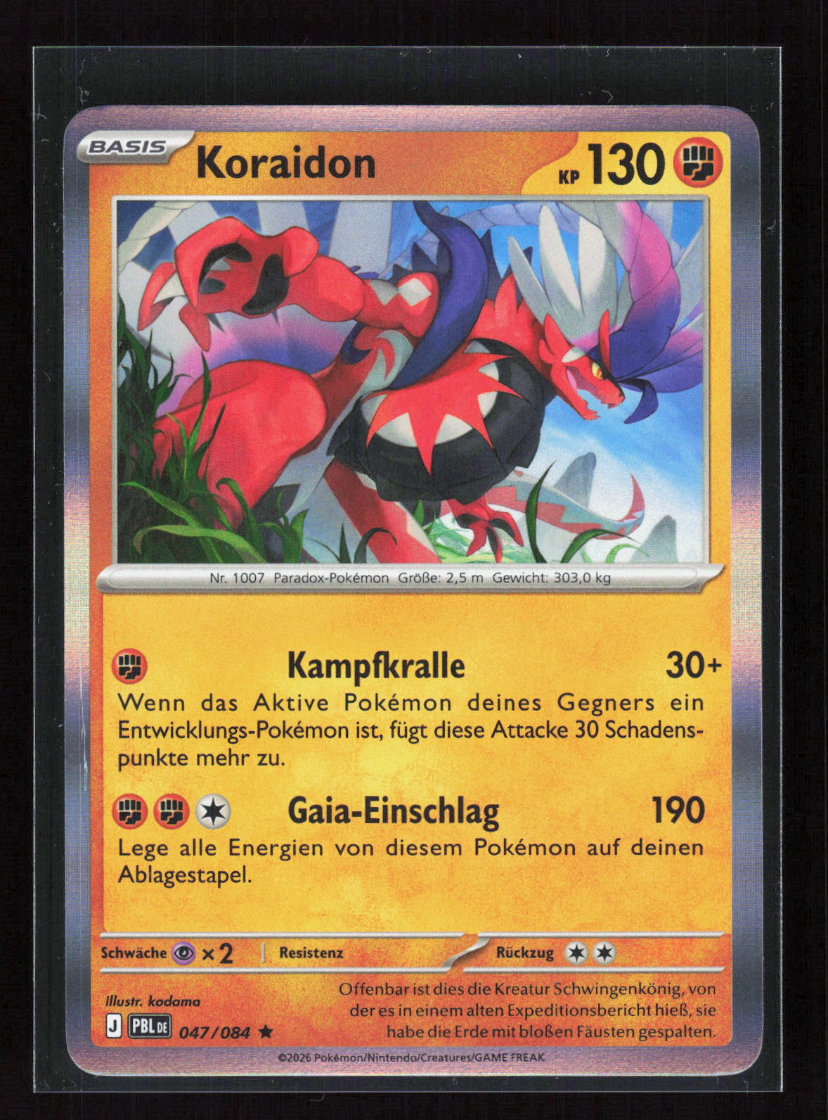 Pokémon Koraidon 047/084 – Dunkelnacht (DE) Rare Holo – Vorderseite