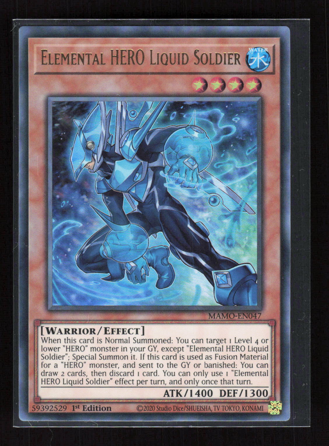 Yu-Gi-Oh! Elemental HERO Liquid Soldier MAMO-EN047 Magnificent Monsters Ultra – Vorderseite