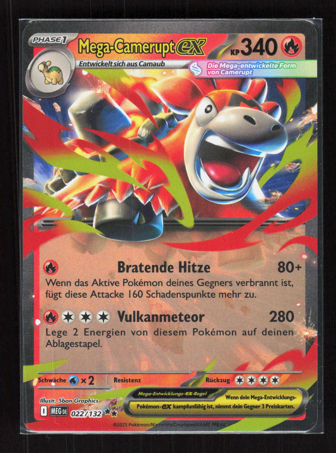 Pokémon Mega-Camerupt ex 022/132 – Mega-Entwicklung (DE) Double Rare Holo – Vorderseite