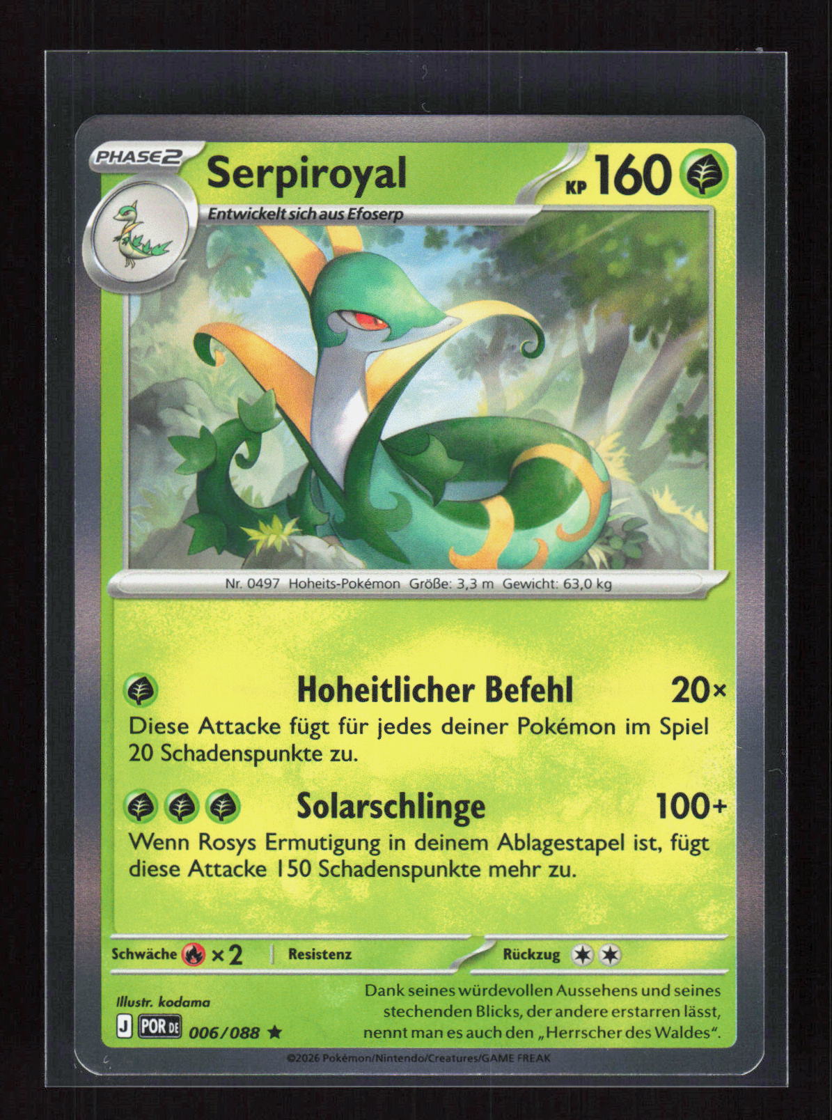 Pokémon Serpiroyal 006/088 – Perfekte Ordnung (DE) Rare Holo – Vorderseite