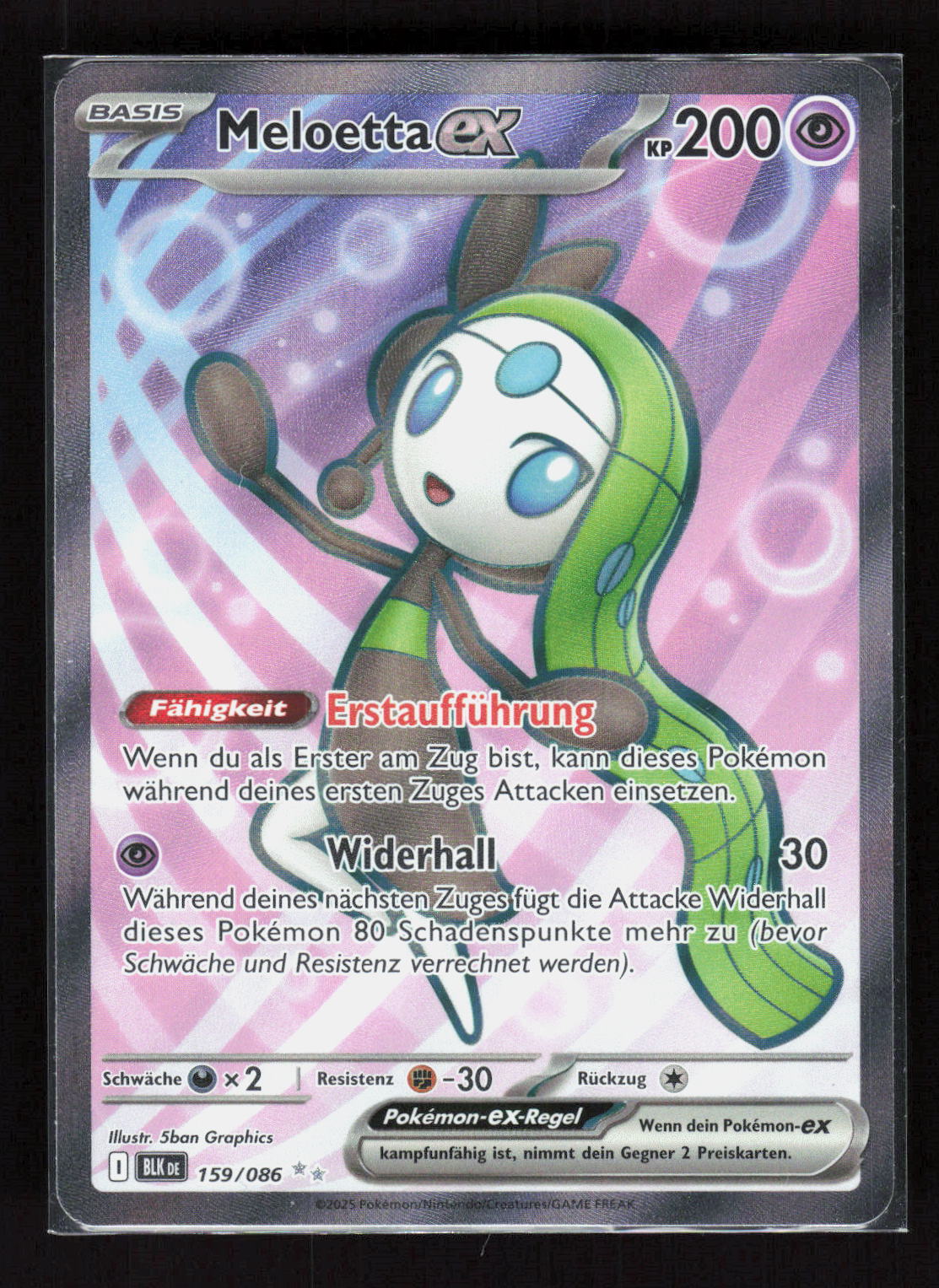 Pokémon Meloetta ex 159/086 – Schwarze Blitze (DE) Ultra Rare Full Art – Vorderseite