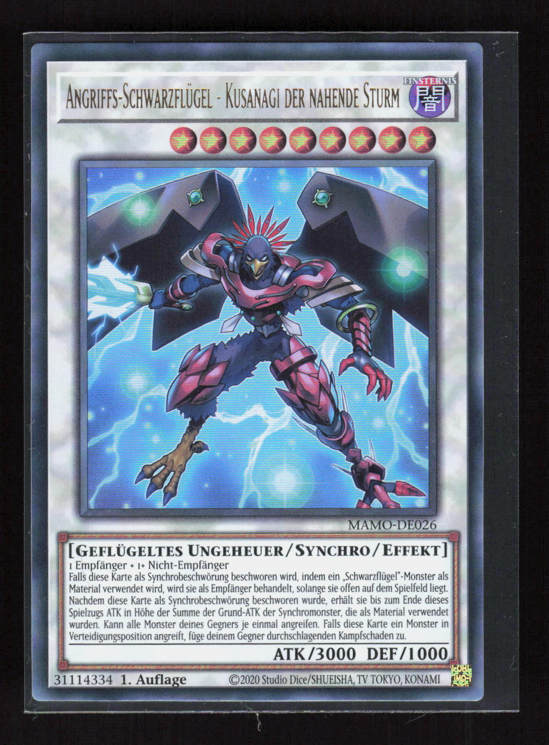 Yu-Gi-Oh! Angriffs-Schwarzflügel Kusanagi der nahende Sturm MAMO-DE026 Ultra – Vorderseite