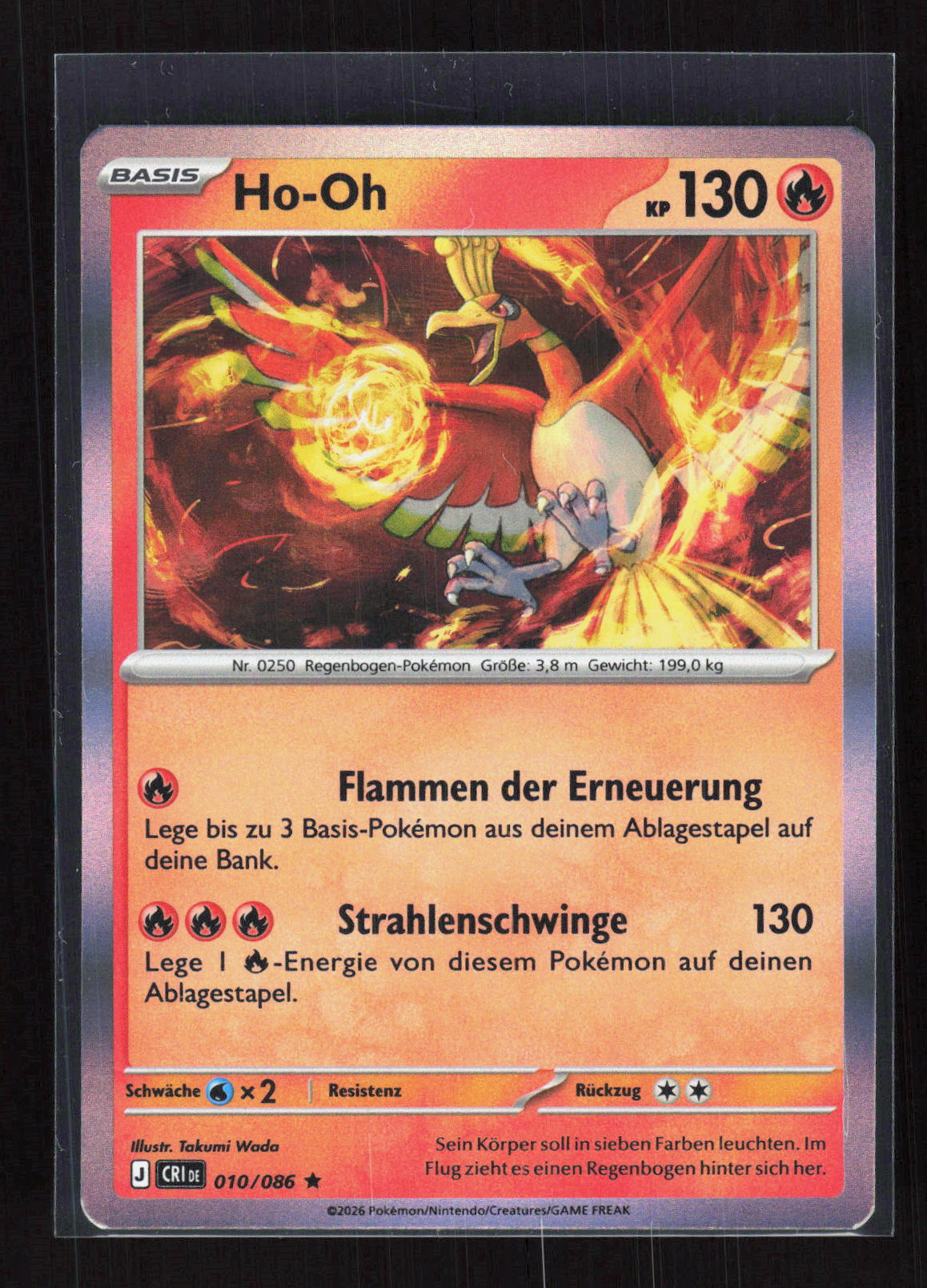 Pokémon Ho-Oh 010/086 – Wachsendes Chaos (DE) Rare Holo – Vorderseite